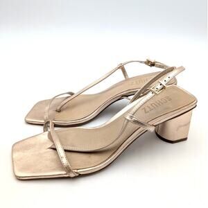 Schutz Heloise Slingback Block Heel Sandal Women's Platina Size US6.5B EU37